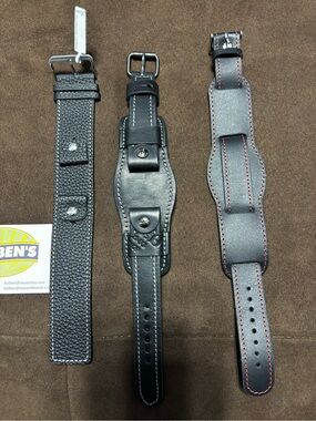 Black Leather Wristband Watch Straps - Men